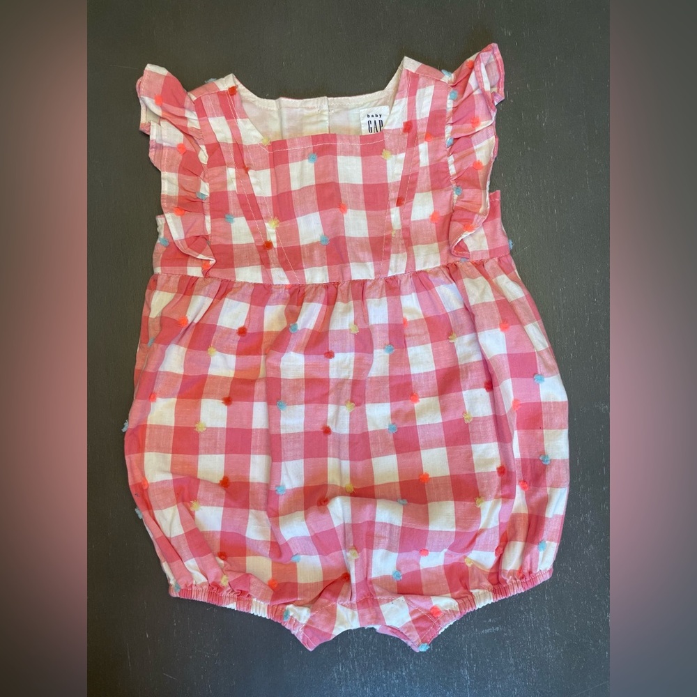 Baby GAP Pink and White Checkered Romper